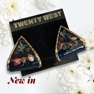 TWENTY WEST VTG 1980’s ENAMEL DESIGNER EARRINGS